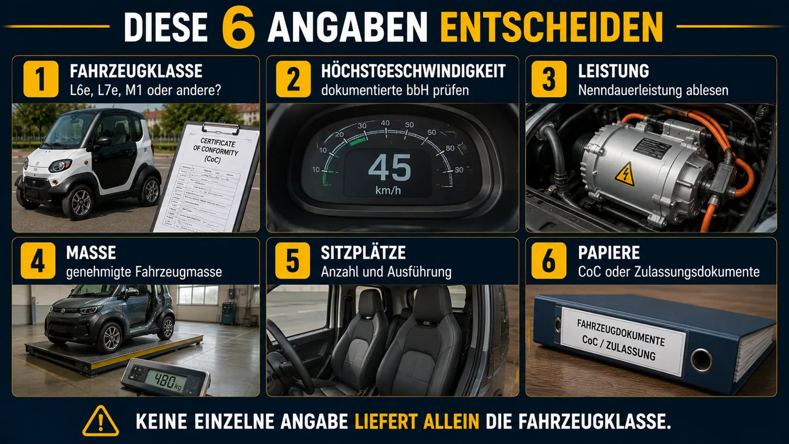 Sechs Angaben zur Einordnung eines Elektro-Kleinstwagens
