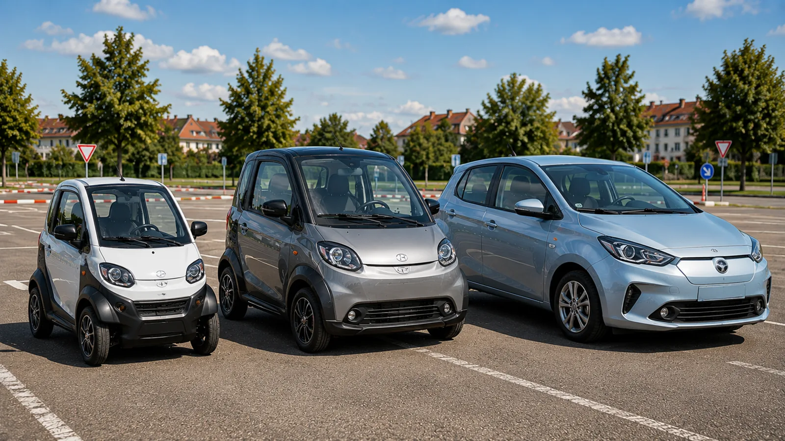 Drei unterschiedlich große elektrische Kleinstwagen und Zweisitzer im Vergleich