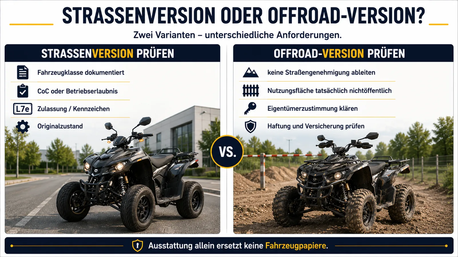 Vergleich zwischen Straßen- und Offroad-Version eines Elektro-Quads