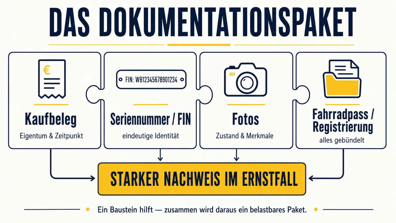 Infografik zum vollständigen Dokumentationspaket für E-Scooter und E-Bike