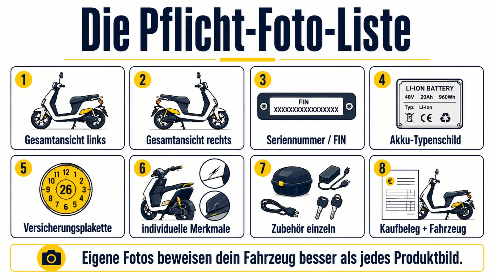 Infografik mit Pflichtfotos für den E-Scooter-Nachweis