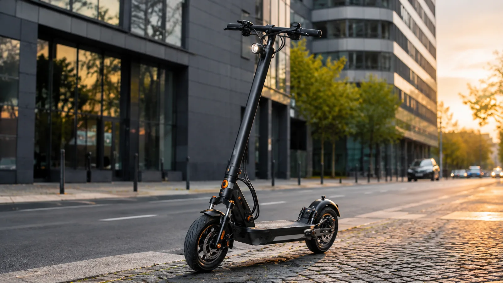 Getunter E-Scooter im städtischen Straßenverkehr