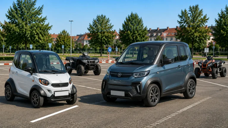 Leichtes und schweres Vierradmobil als Vergleich der Klassen L6e und L7e