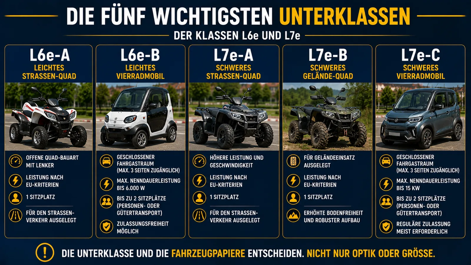 Unterklassen L6e-A, L6e-B, L7e-A, L7e-B und L7e-C