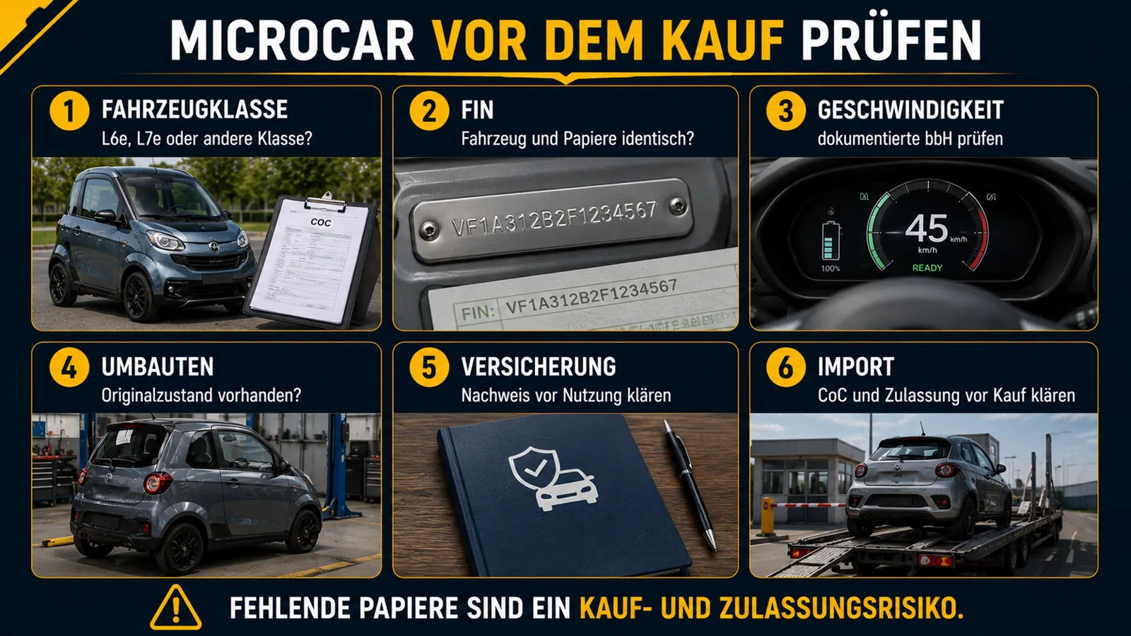 Sechs Prüfpunkte vor dem Kauf eines Microcars