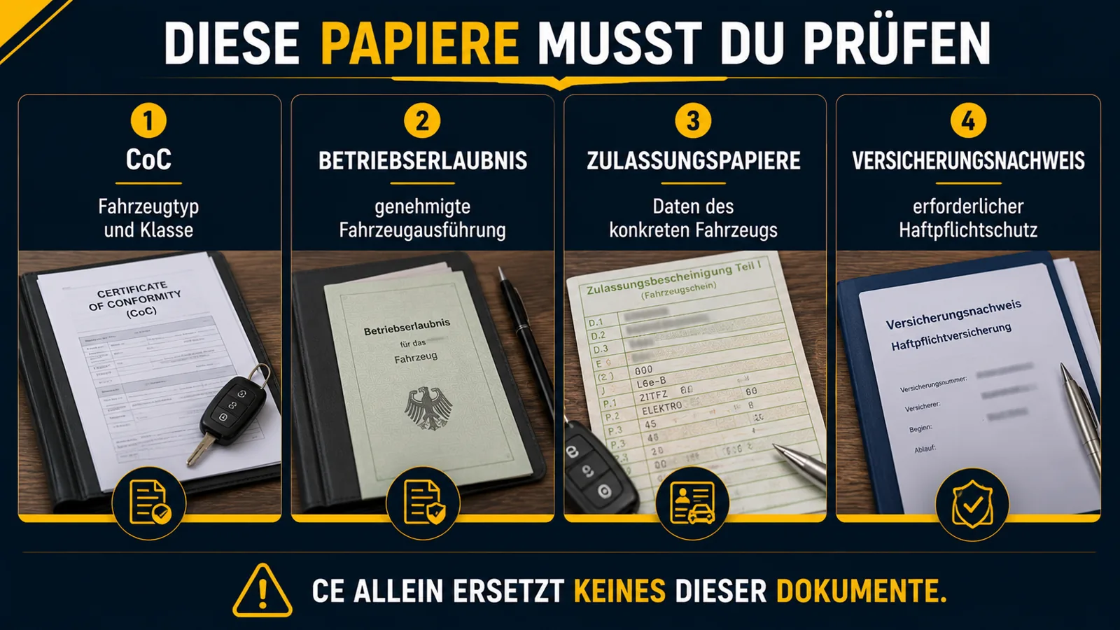 CoC, Betriebserlaubnis, Zulassungspapiere und Versicherungsnachweis für Microcars