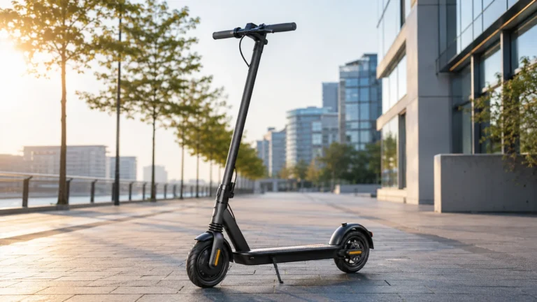 Ninebot F3 E-Scooter auf einer städtischen Promenade