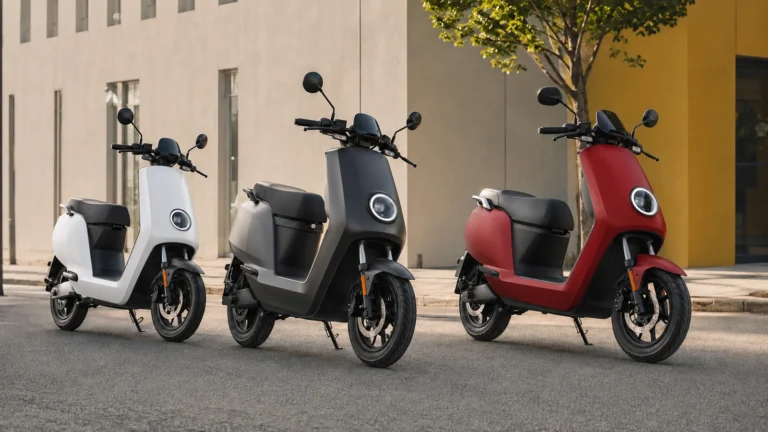 NIU E-Roller mit Lieferbox vor einem Restaurant