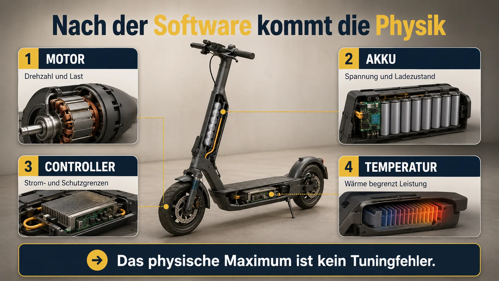 Infografik physische Grenzen nach der Software beim E-Scooter