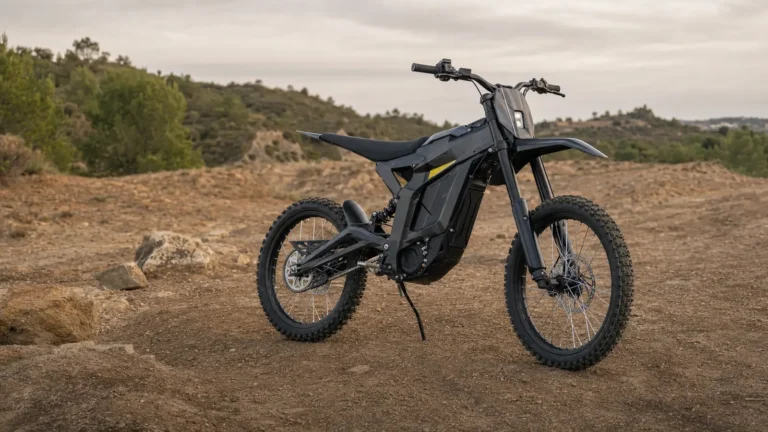 Sur-Ron E-Enduro in neutralem Gelände-Umfeld