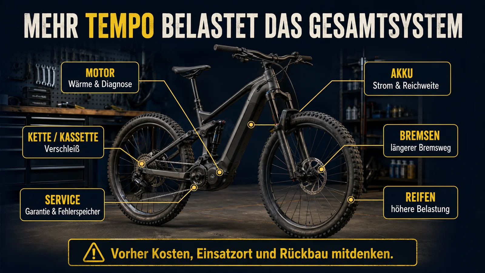 Infografik mehr Tempo belastet das Gesamtsystem beim Bosch CX
