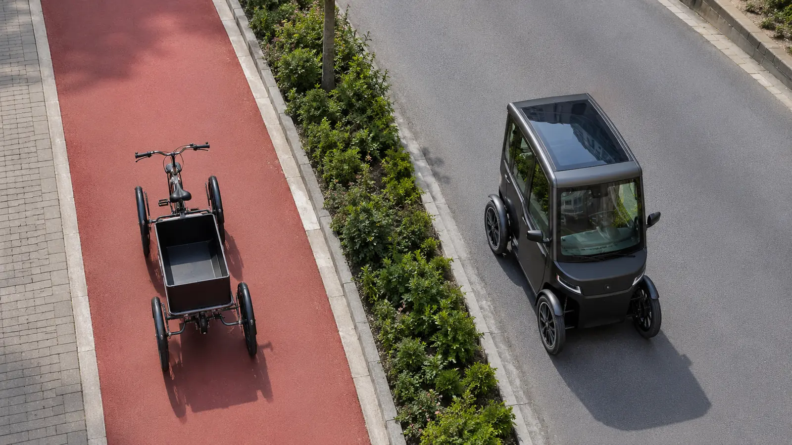 EPAC-Cargo-Quad gegenüber L-Klasse-Kraftfahrzeug: Radweg oder Fahrbahn