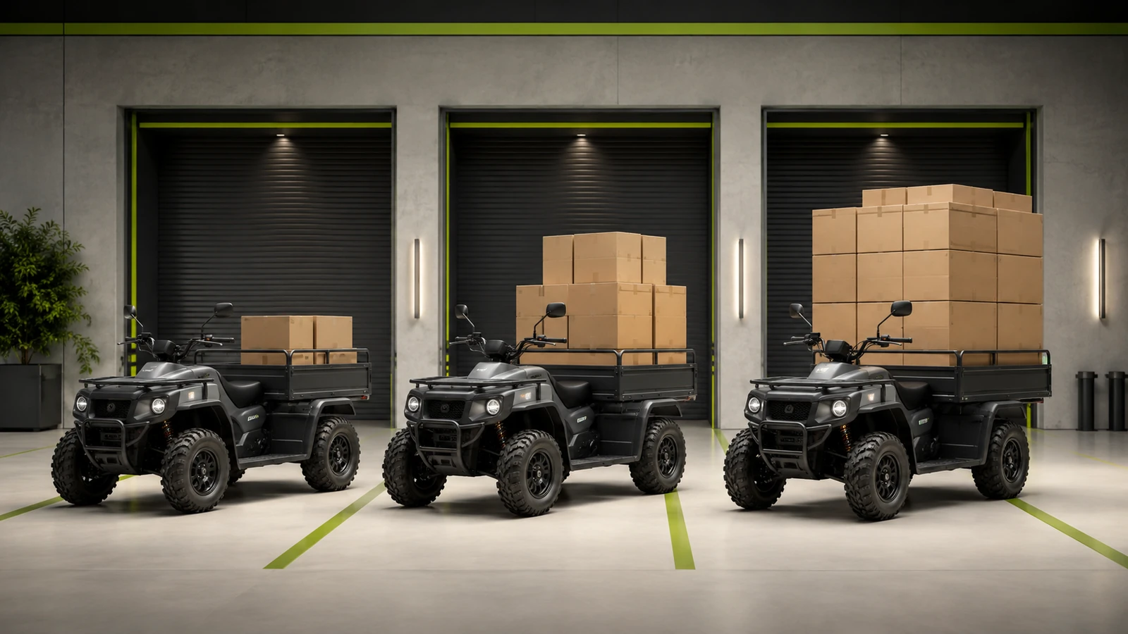 Nutzlast und Ladevolumen mehrerer Cargo-Quads im Balkenvergleich