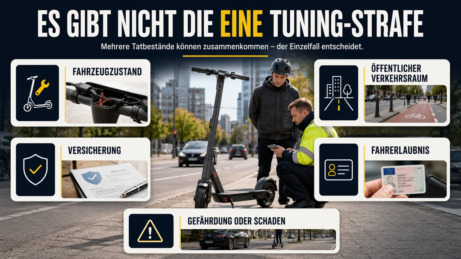 Infografik Einzelfall-Faktoren bei der E-Scooter-Tuning-Strafe