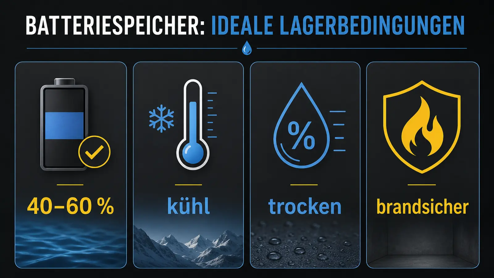 Lagerbedingungen eFoil-Akku: 40 bis 60 Prozent, kuehl, trocken, brandsicher