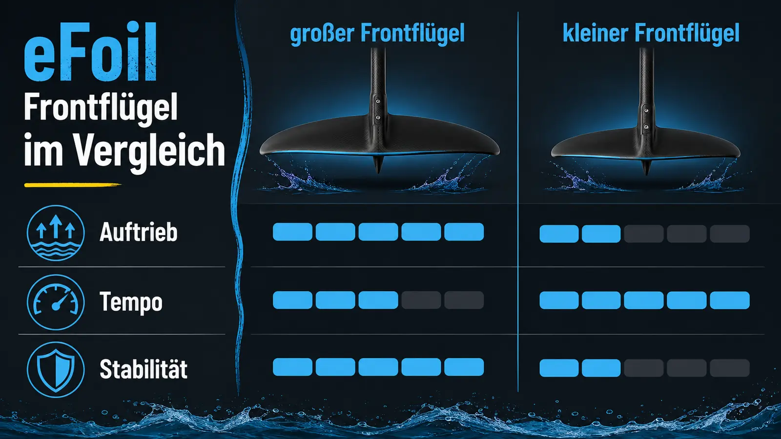 Großer gegen kleiner Frontflügel mit Auftrieb, Tempo und Stabilität im Vergleich