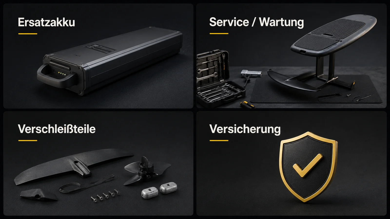 Laufende Kosten eFoil: Ersatzakku, Service, Verschleiss, Versicherung