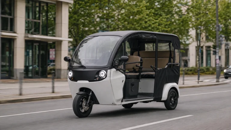 Elektro-Tuktuk mit Fahrgastkabine im Stadtverkehr