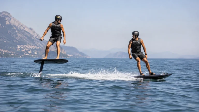 eFoil und Jetboard auf dem Wasser als Symbol für Elektro-Wassersport-Neuheiten 2026