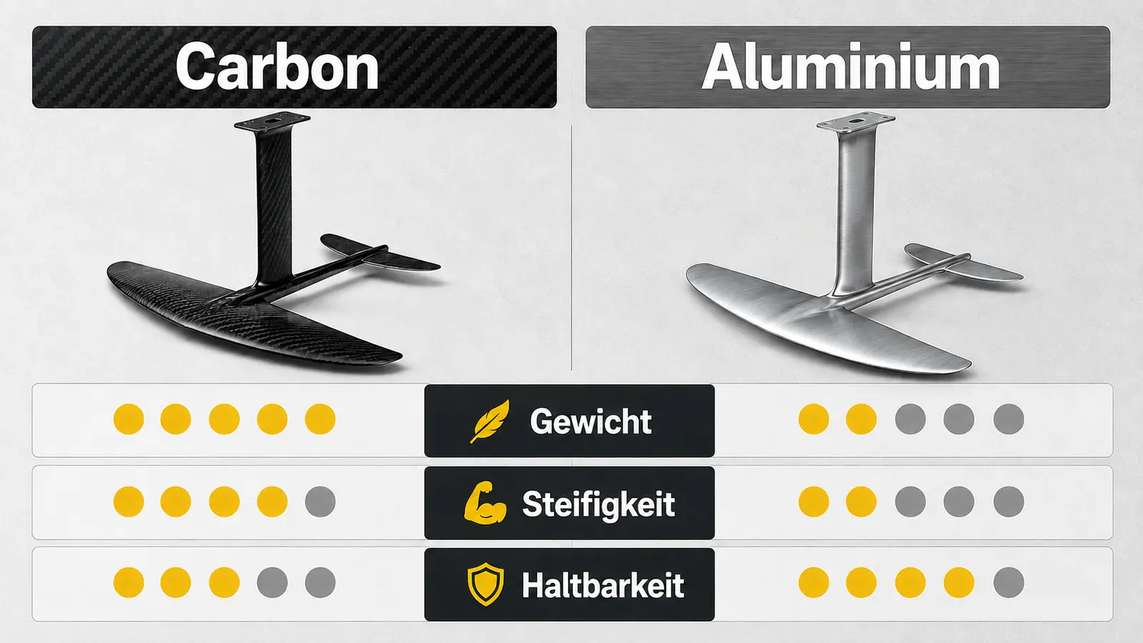 Vergleich von Carbon und Aluminium als Material für ein Hydrofoil