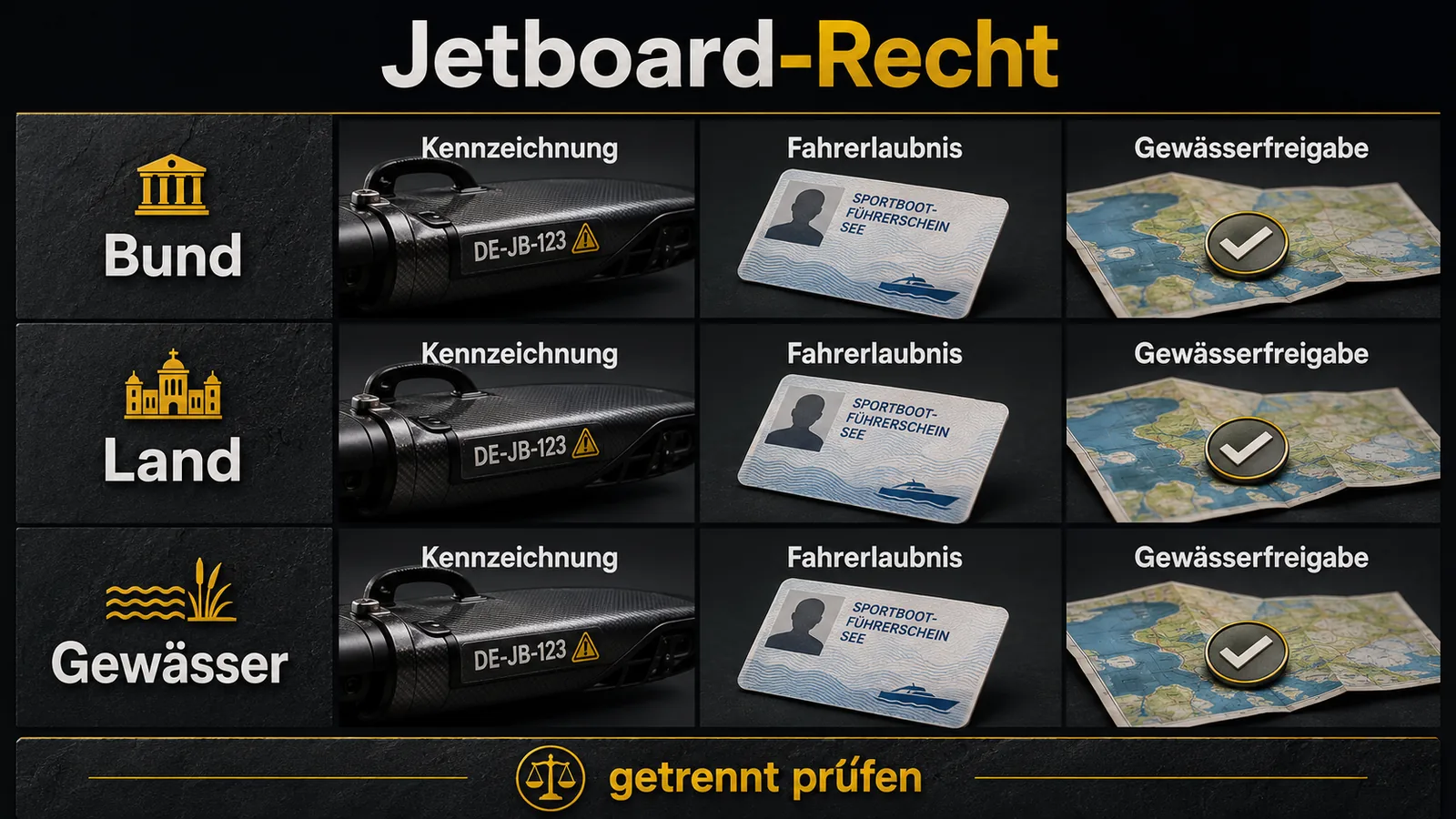 Grafik Rechtsrahmen Jetboard als Wassermotorrad Bund Land Gewaesser