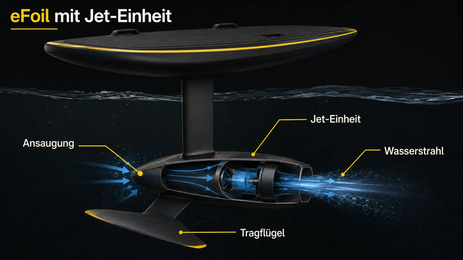 Nahaufnahme des LCS-Jet-Antriebs mit 68-mm-Einheit am unteren Mastende des LIFT5