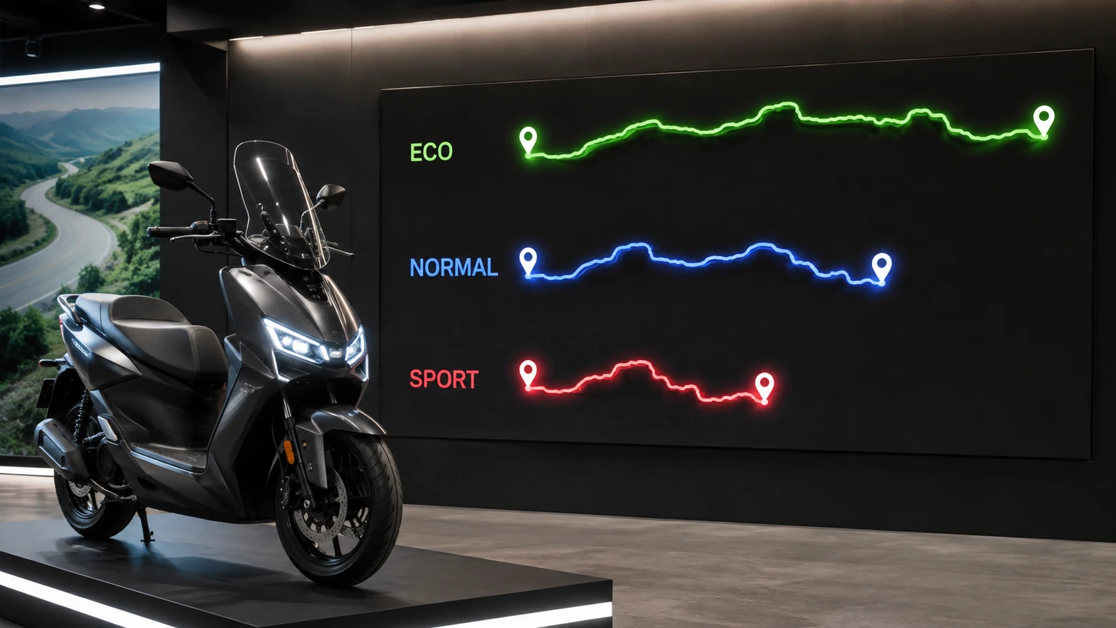Reichweite des Nerva EXE 2 je Fahrmodus: Eco, Normal und Sport
