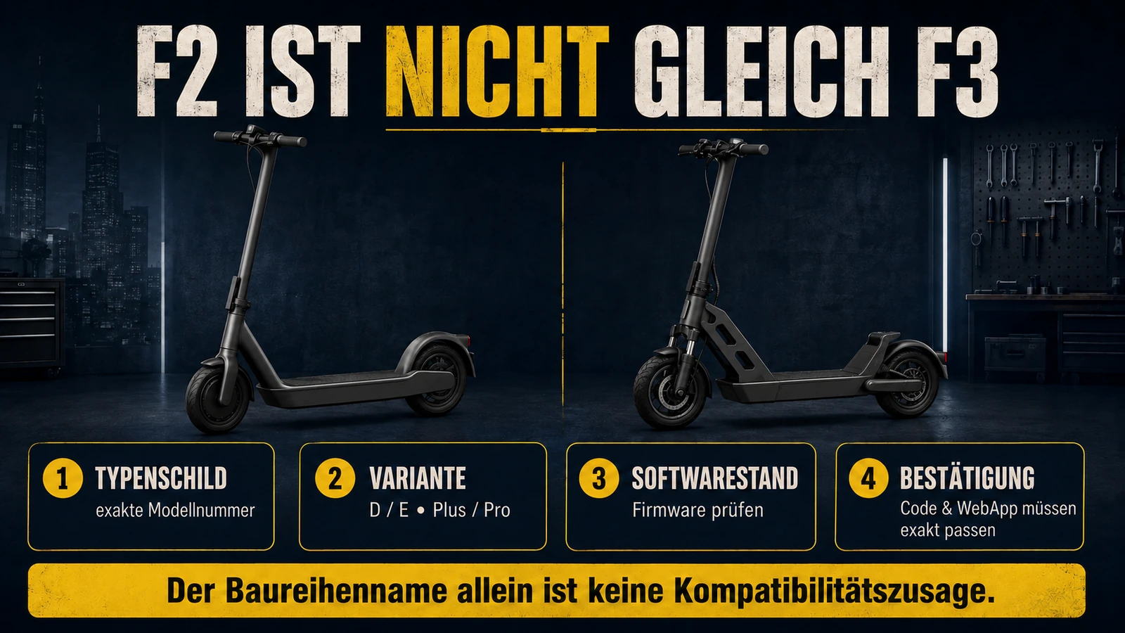 Infografik Ninebot F2 ist nicht gleich F3