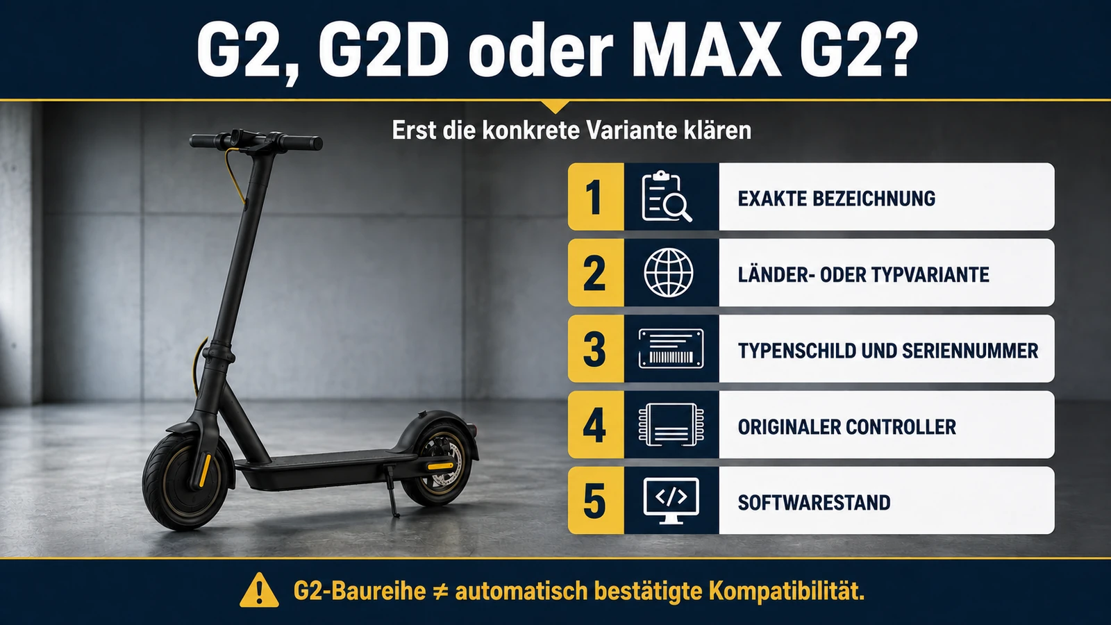 Infografik Ninebot G2, G2D oder Max G2 Variante klären