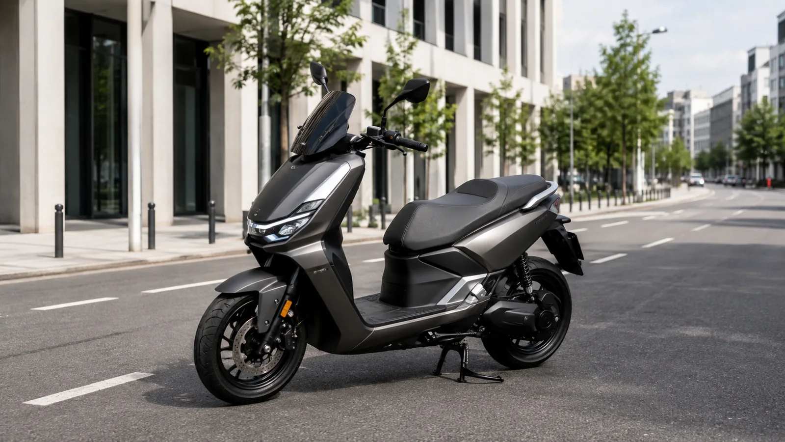 Segway E300SE Elektro-Maxi-Roller der L3e-A1-Klasse auf einer Stadtstraße