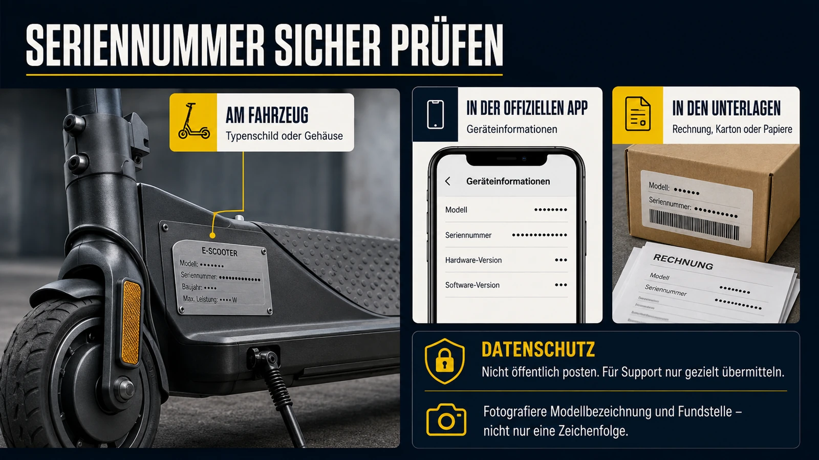 Infografik Seriennummer sicher und datenschutzkonform prüfen