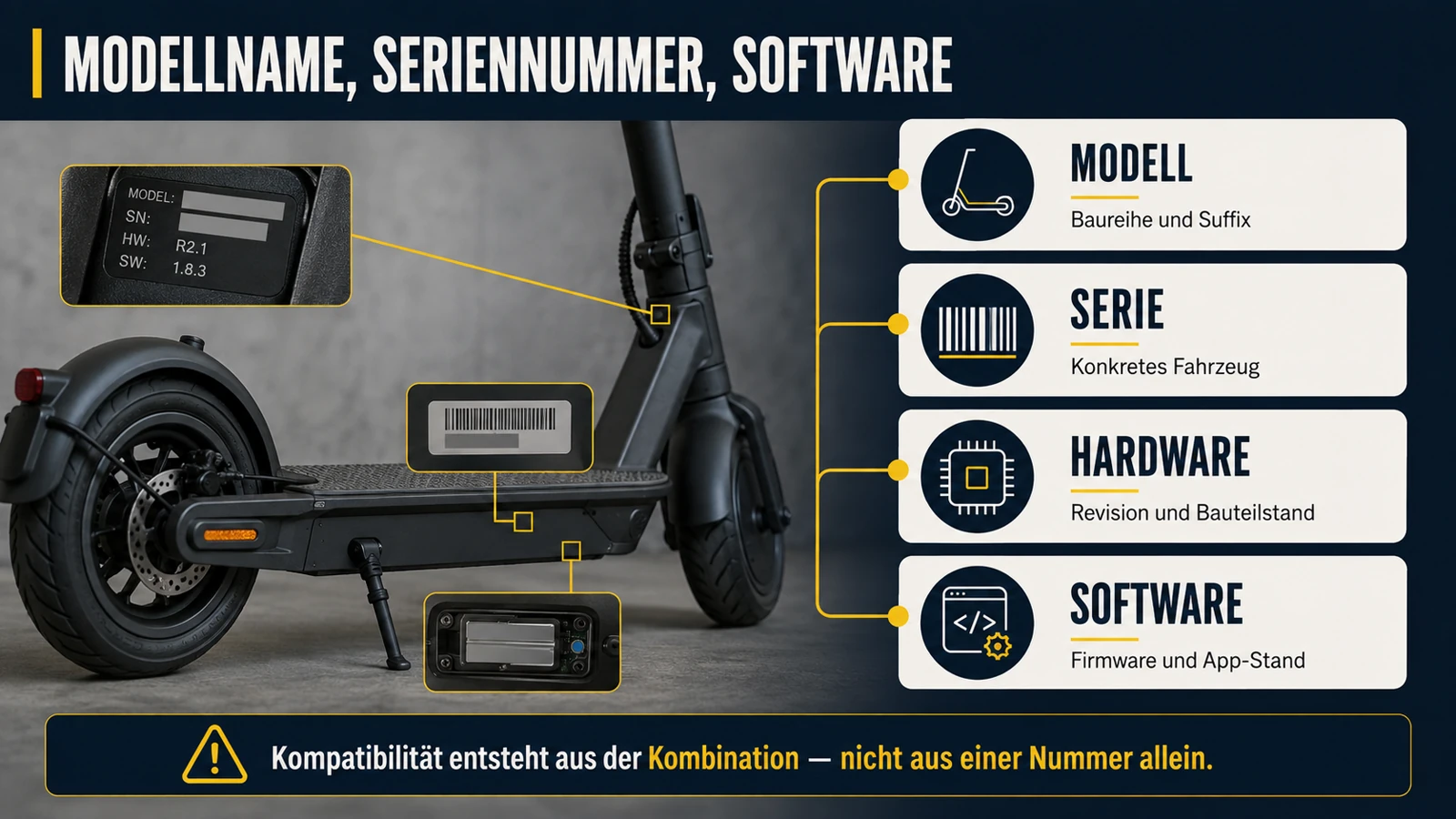 Infografik vier Identitätsebenen Modell, Serie, Hardware, Software