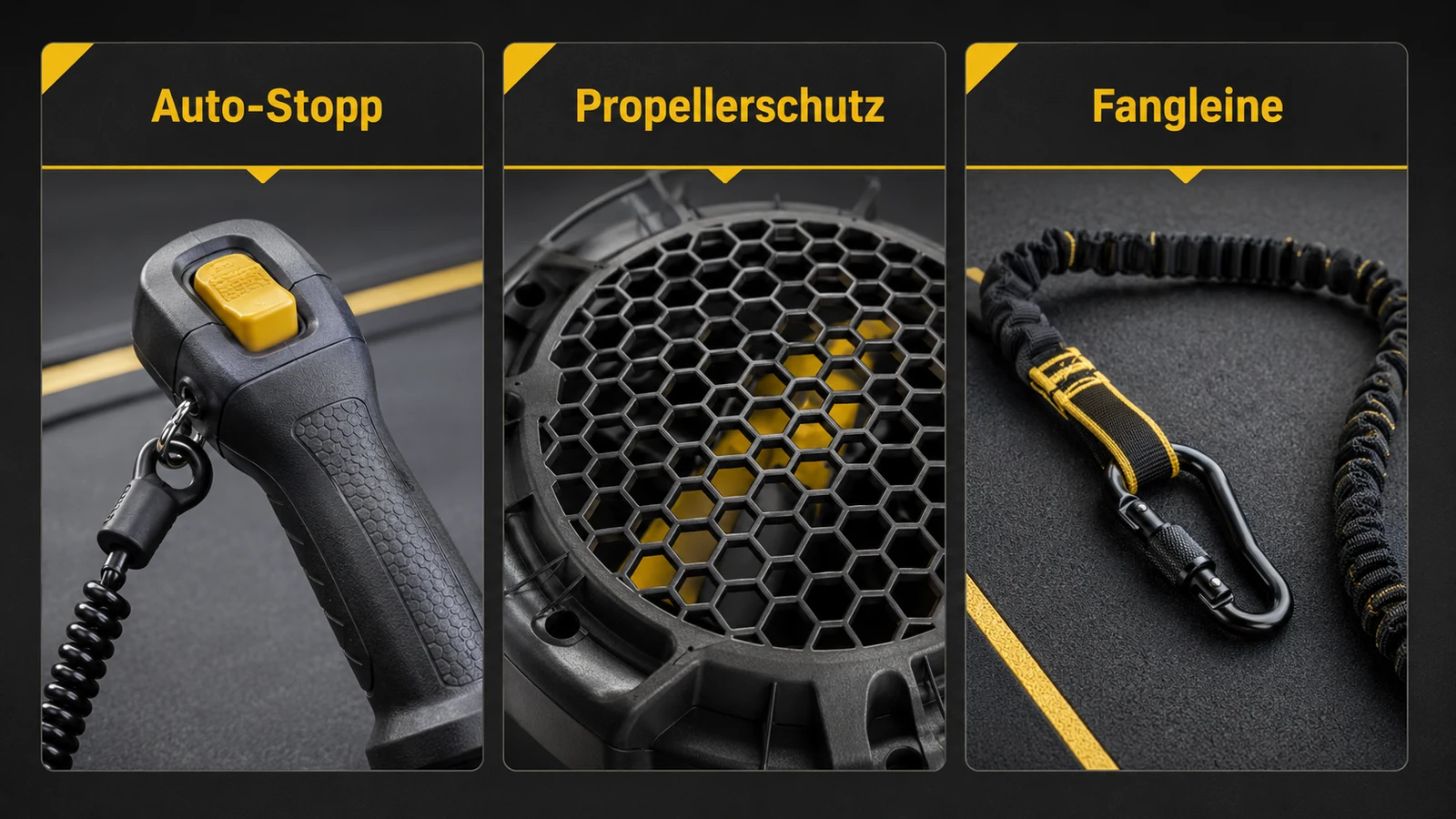 Sicherheitsmerkmale Tauchscooter Auto-Stopp Propellerschutz und Fangleine