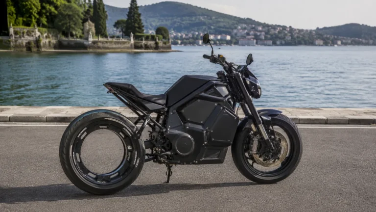 Verge TS Elektromotorrad mit hublosem Nabenmotor in Seitenansicht