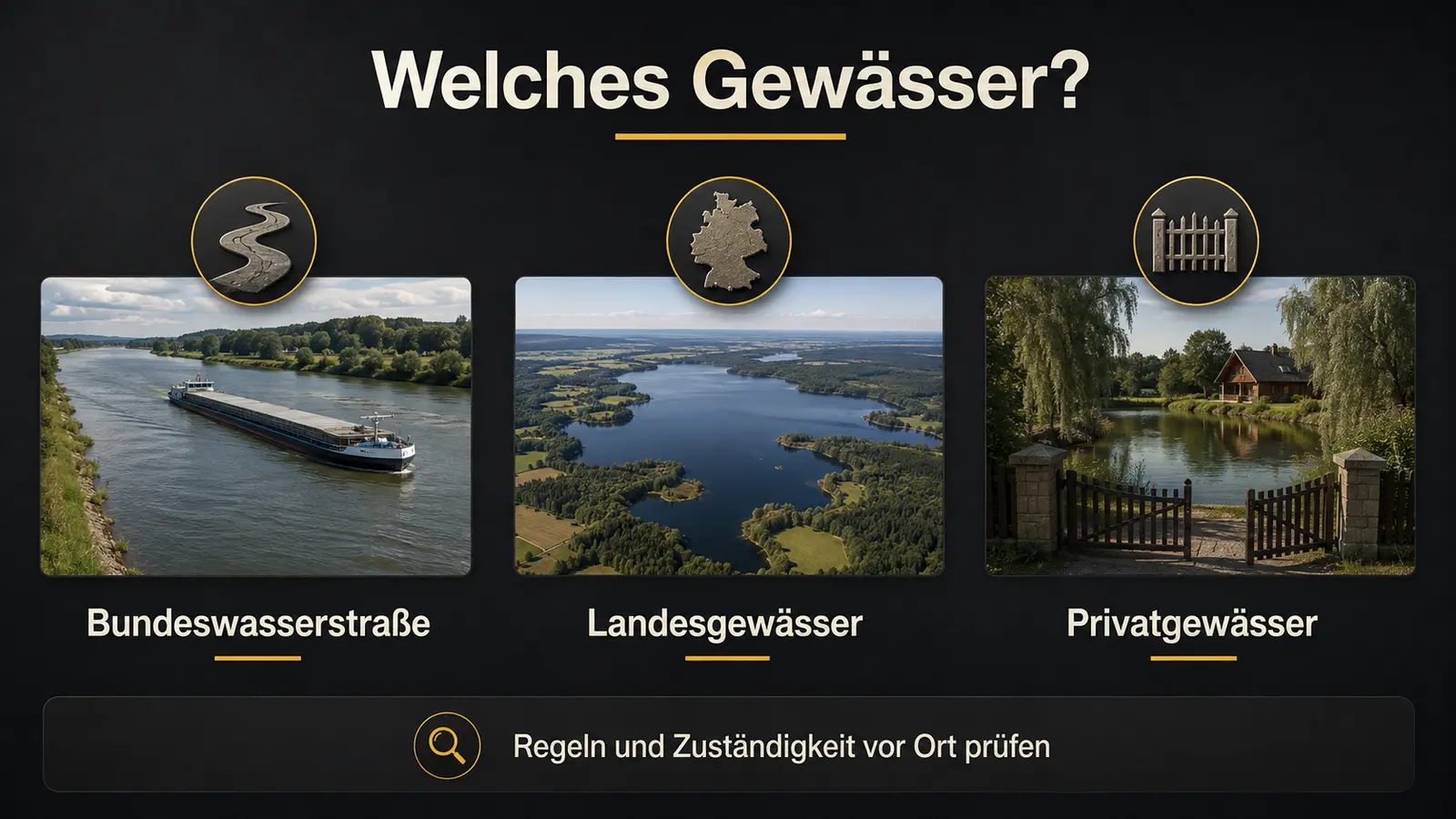 Grafik zur Trennung von Bundeswasserstraßen, Landesgewässern und Privatgewässern