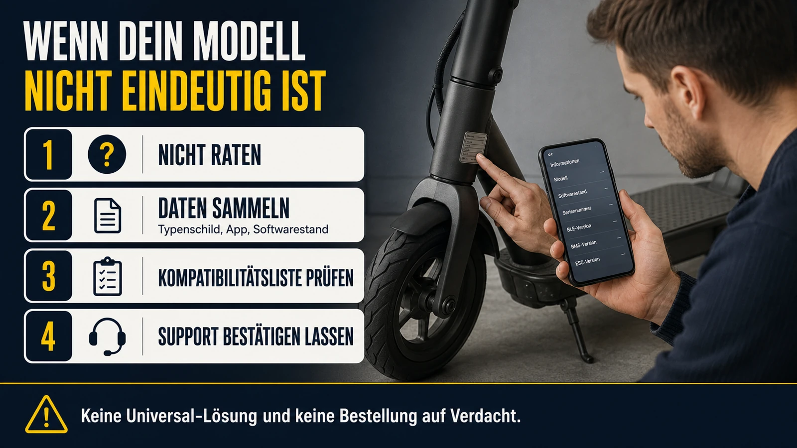 Infografik Vorgehen bei unklarem E-Scooter-Modell