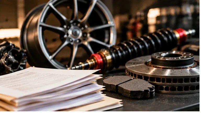 ABE, ABG, ECE, TTG und Teilegutachten: Servicetechniker prüft Fahrzeugpapiere und Bauteile in der Werkstatt. KI-generiertes Symbolbild · redaktionell geprüft.