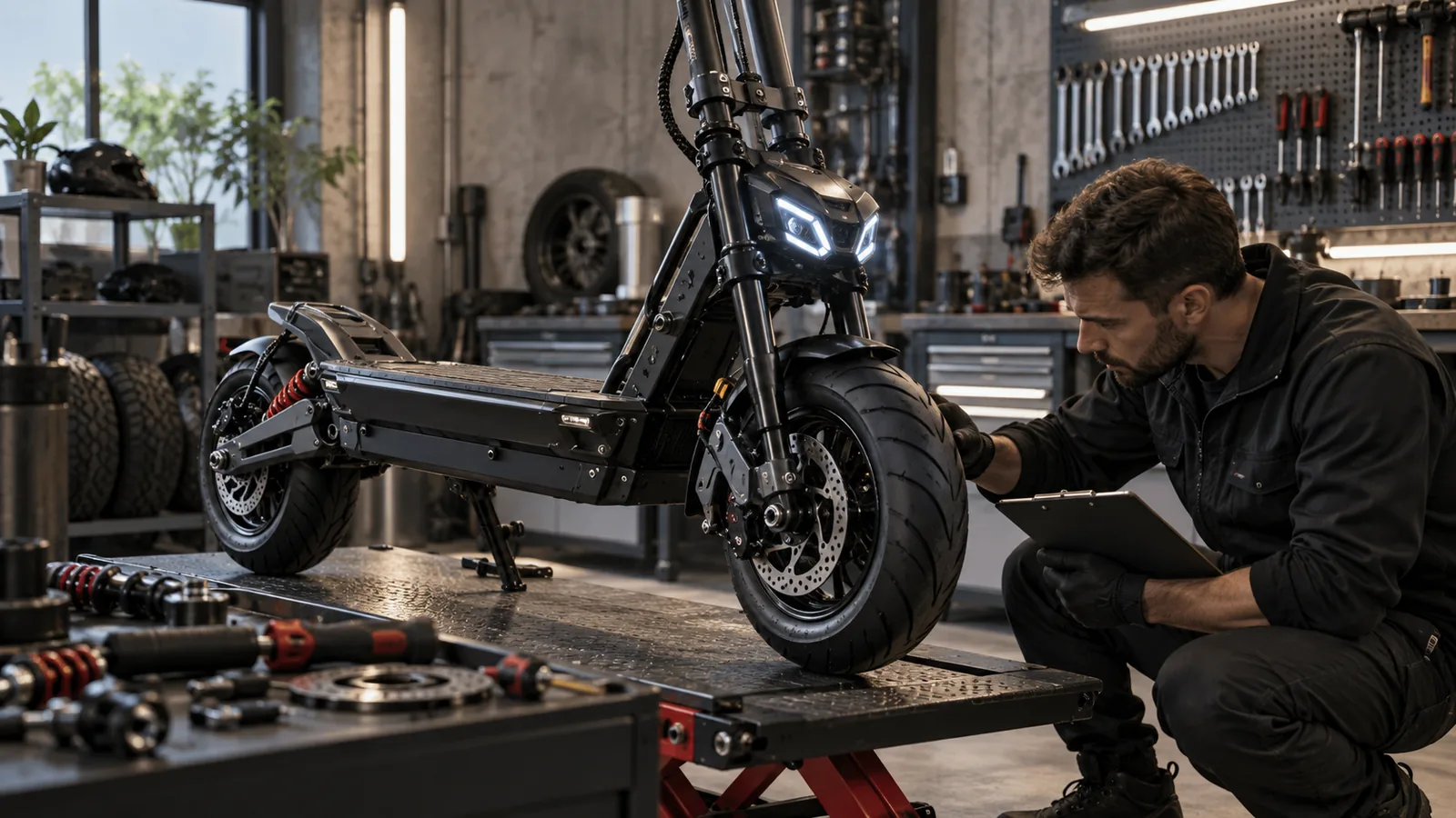 Acer Predator ES Thunder Pro: Servicetechniker prüft das Fahrzeug auf einer Werkbank in der Werkstatt. KI-generiertes Symbolbild · redaktionell geprüft.