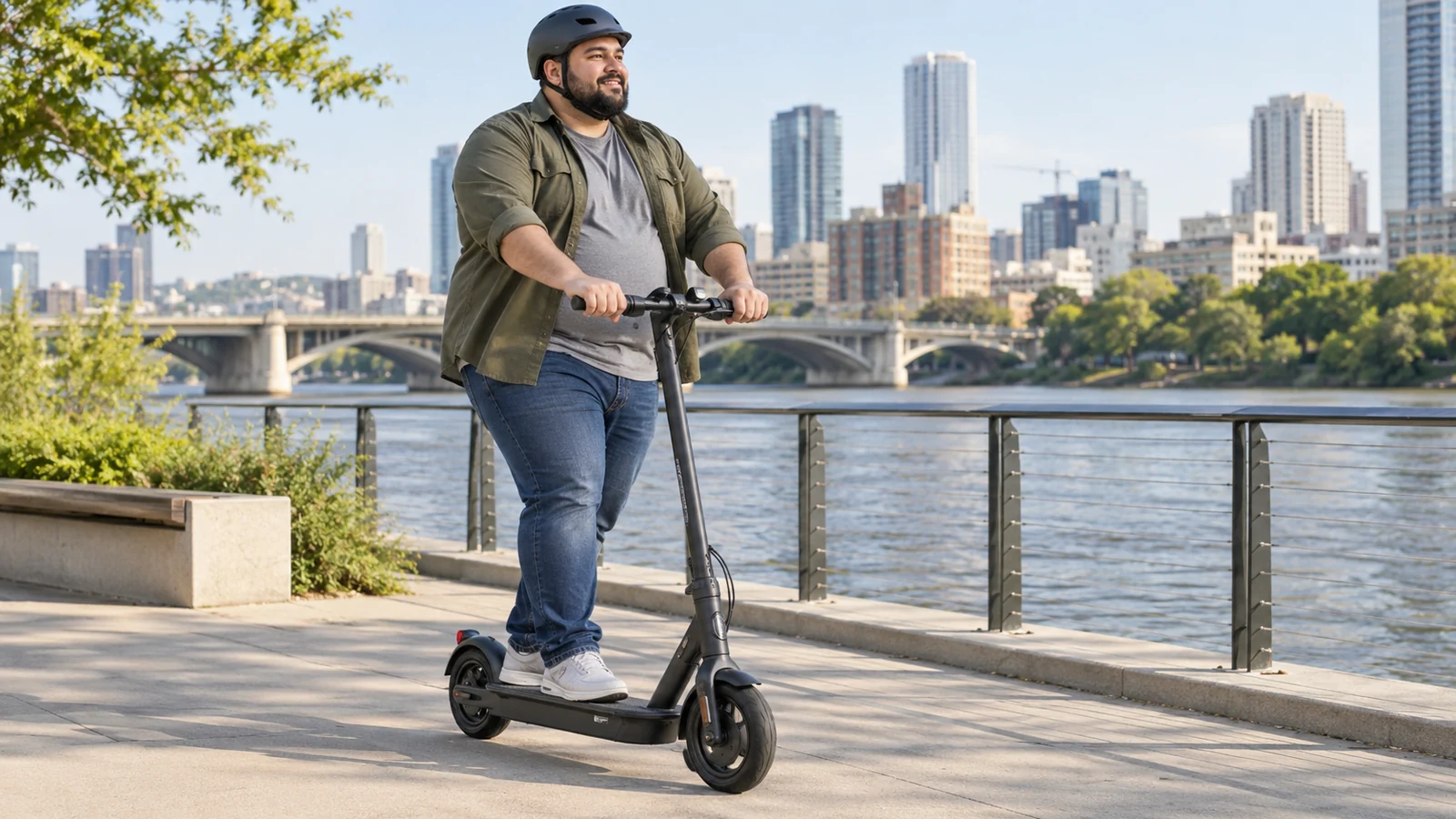 E-Scooter für schwere Fahrer: Tragkraft, Belastung und was sich wirklich ändert. KI-generiertes Symbolbild · redaktionell geprüft.