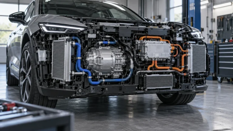 Elektroauto-Kühlung: Motor und Inverter werden innen heißer als außen. KI-generiertes Symbolbild · redaktionell geprüft.
