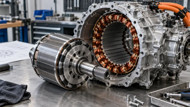 Geoeffnete E-Motor-Einheit. KI-generiertes Symbolbild · redaktionell geprüft.