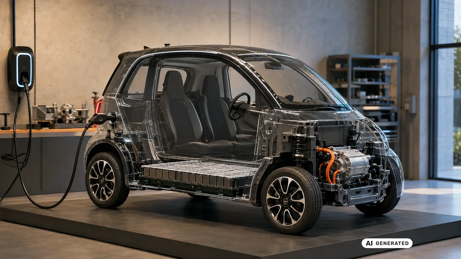 Technische Eckdaten des Fiat Topolino: Akku, Reichweite, 45 km/h, L6e. KI-generiertes Symbolbild · redaktionell geprüft.