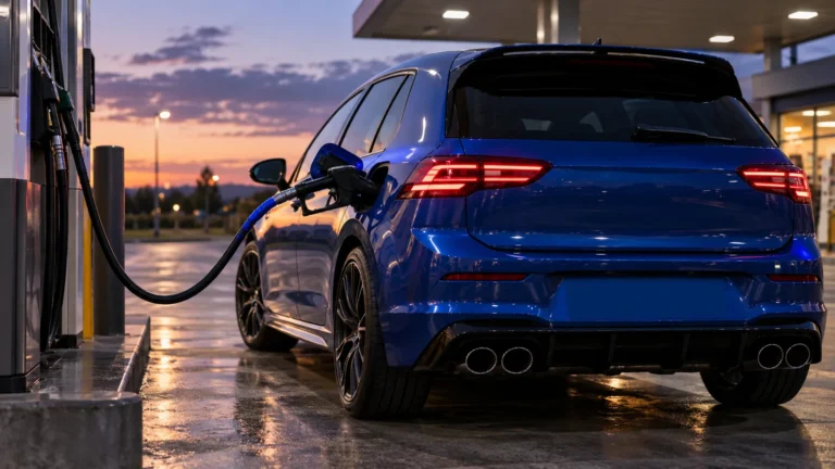Golf 8 R tanken. KI-generiertes Symbolbild · redaktionell geprüft.