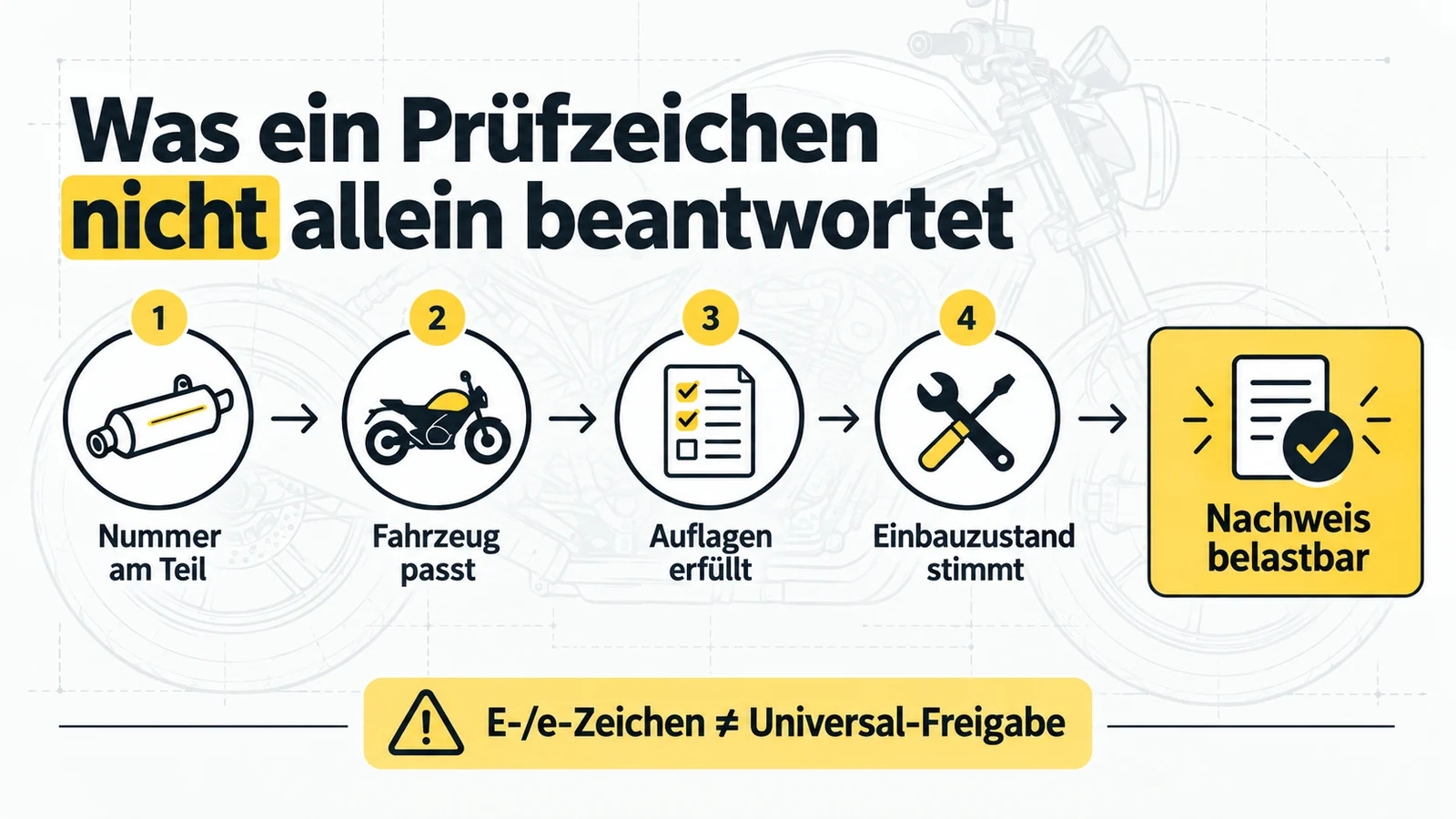 Vier Schritte vom Zeichen am Teil bis zum belastbaren Nachweis.