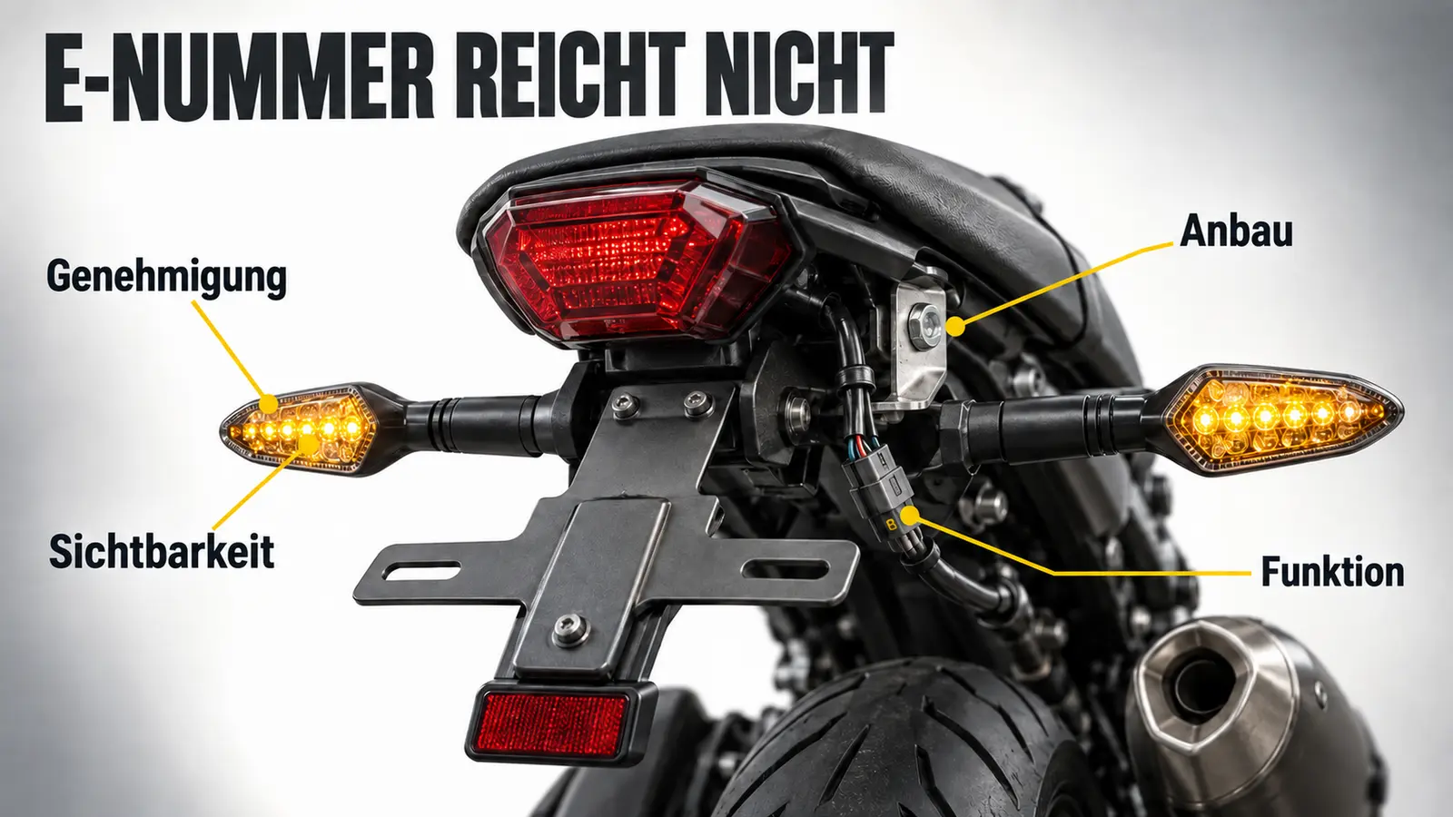 Vier Prüffelder bei der Montage von Motorradblinkern