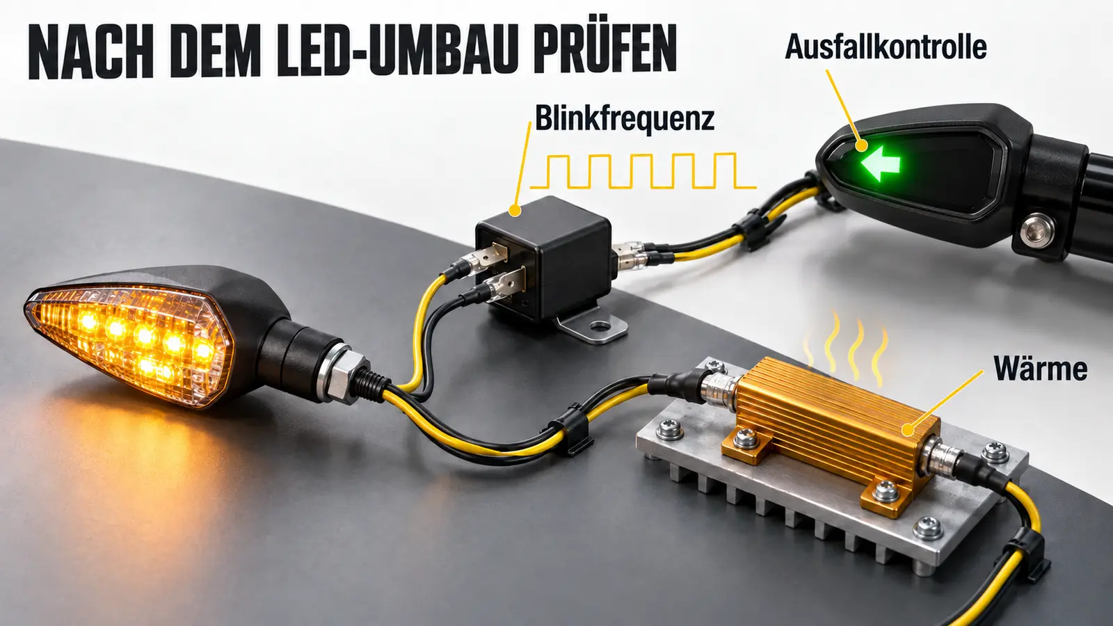 Funktionsprüfung nach dem Umbau auf LED-Motorradblinker