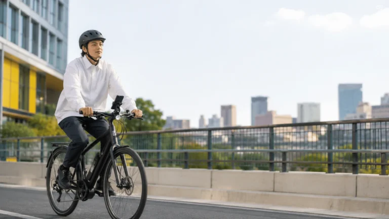 Symbolbild: Radfahrer mit Pedelec im Stadtverkehr