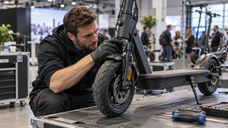 IFA Mobility Track: Servicetechniker prüft das Fahrzeug auf einer Werkbank in der Werkstatt. KI-generiertes Symbolbild · redaktionell geprüft.