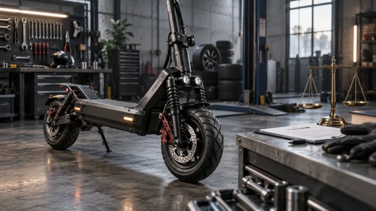 isinwheel GT1 DUAL Tuning: Servicetechniker prüft das Fahrzeug auf einer Werkbank in der Werkstatt. KI-generiertes Symbolbild · redaktionell geprüft.