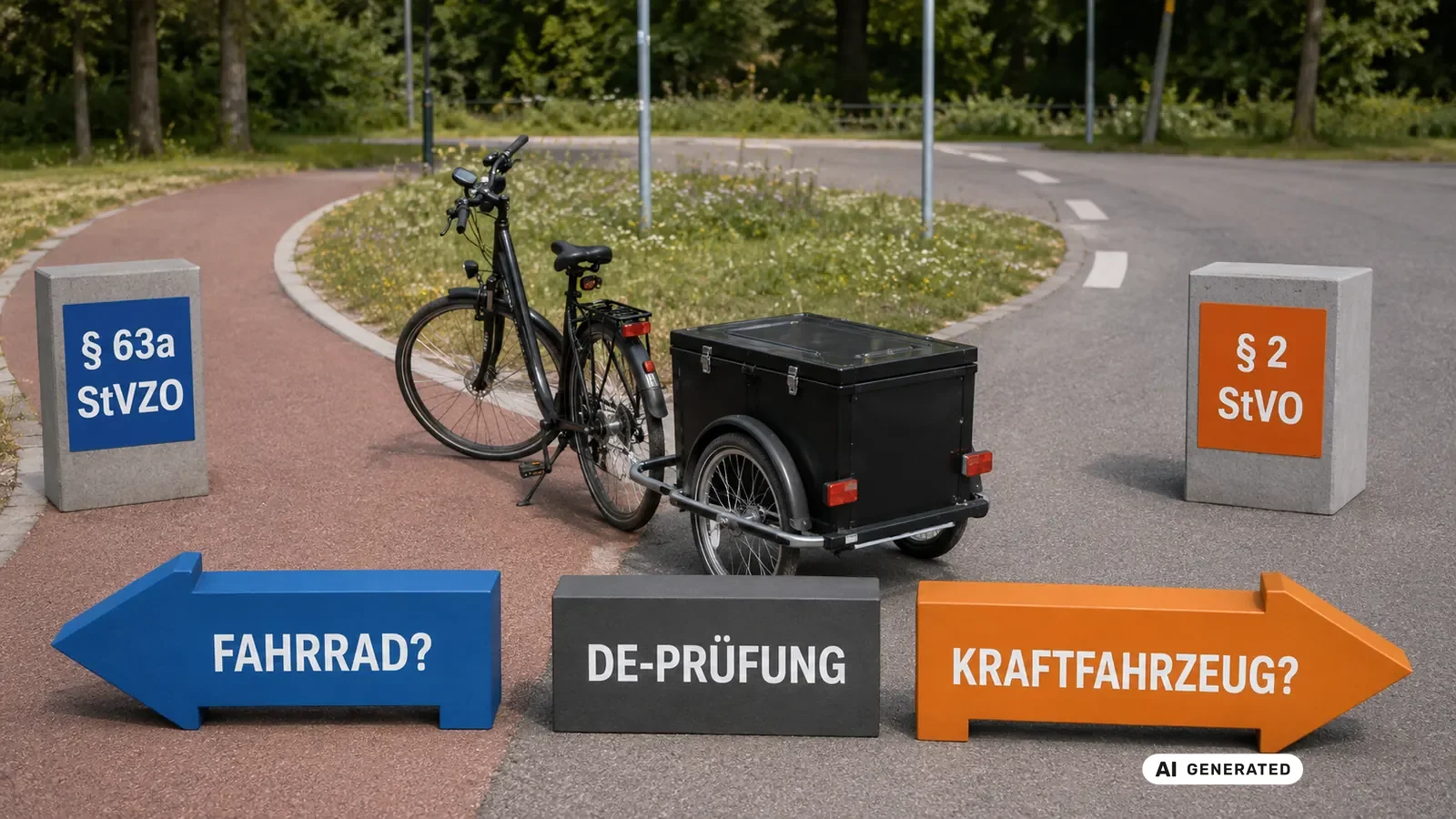 Prüfschema Fahrzeugklasse in Deutschland nach Paragraf 63a StVZO und Paragraf 2 StVO. KI-generiertes Symbolbild · redaktionell geprüft.